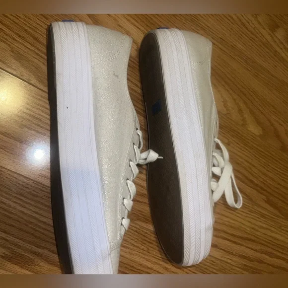 Keds White Sparkling Sneakers Women's Size 9 - Picture 4 of 6